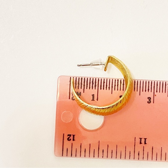 Vintage Earrings Half Loop Stud Gold Tone - Picture 7 of 8